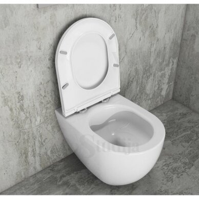 Villeroy & Boch Viconnect WC potinkinis rėmas su juodos spalvos klavišu ir pakabinamas klozetas INFINITY Rimless su lėtaeigiu dangčiu 4