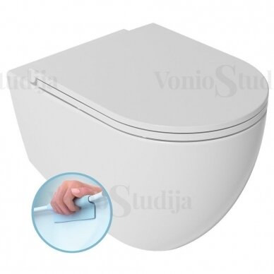 Villeroy & Boch Viconnect WC potinkinis rėmas su baltos spalvos klavišu ir pakabinamas klozetas INFINITY Rimless su lėtaeigiu dangčiu 1