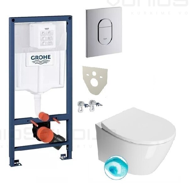 Grohe potinkinis wc rėmas su chromo spalvos mygtuku + GSI Modo pakabinamas wc su SWIRLFLUSH® nuplovimo sistema Grohe potinkinis wc rėmas su chromo spalvos mygtuku + GSI Modo pakabinamas wc su SWIRLFLUSH® nuplovimo sistema
