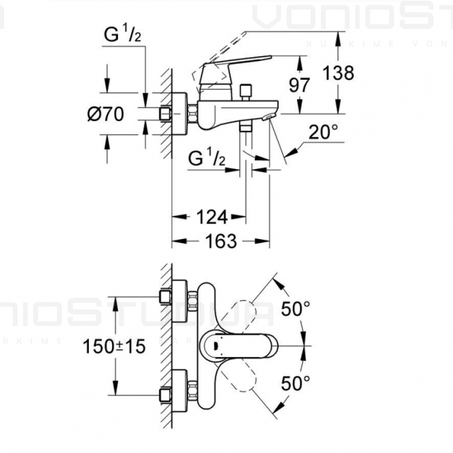 Grohe Eurosmart Cosmopolitan vonios maišytuvas chromo spalvos 2 Grohe Eurosmart Cosmopolitan vonios maišytuvas chromo spalvos 2