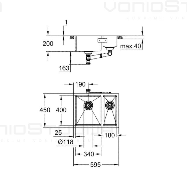 Grohe nerūdijančio plieno plautuvė K700U 31577SD1 dešininė 3 Grohe nerūdijančio plieno plautuvė K700U 31577SD1 dešininė 3
