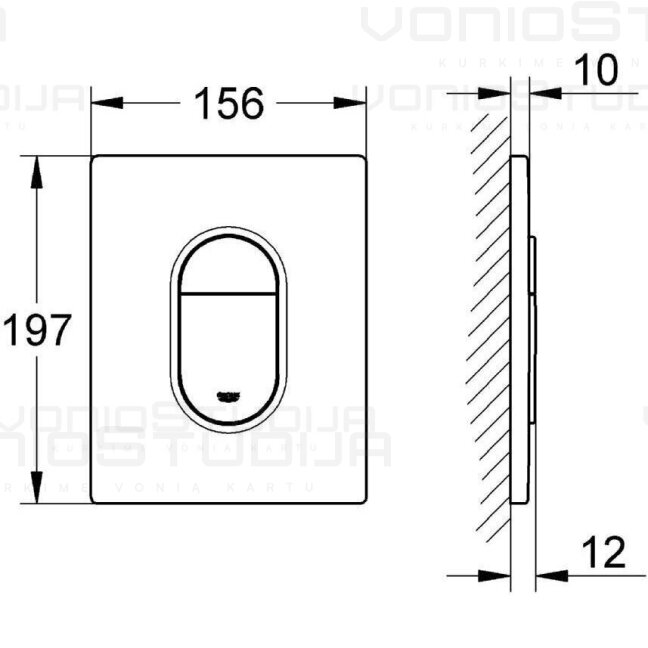 Grohe potinkinis wc rėmas su chromo spalvos mygtuku + GSI Modo pakabinamas wc su SWIRLFLUSH® nuplovimo sistema 14