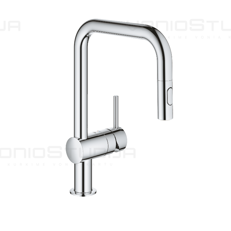 Grohe Minta chromo spalvos virtuvinis maišytuvas su ištraukiamu dušeliu 32322002
