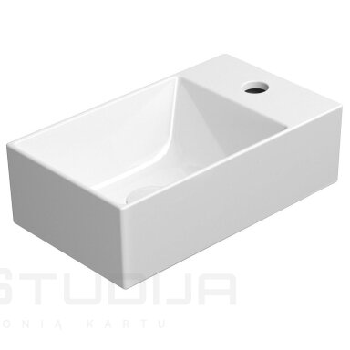 Praustuvas GSI Kube X apsauga ExtraGlaze su skyle maišytuvui baltas 23x40x12 cm Praustuvas GSI Kube X apsauga ExtraGlaze su skyle maišytuvui baltas 23x40x12 cm
