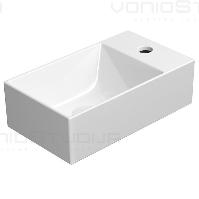Praustuvas GSI Kube X apsauga ExtraGlaze su skyle maišytuvui baltas 23x40x12 cm Praustuvas GSI Kube X apsauga ExtraGlaze su skyle maišytuvui baltas 23x40x12 cm