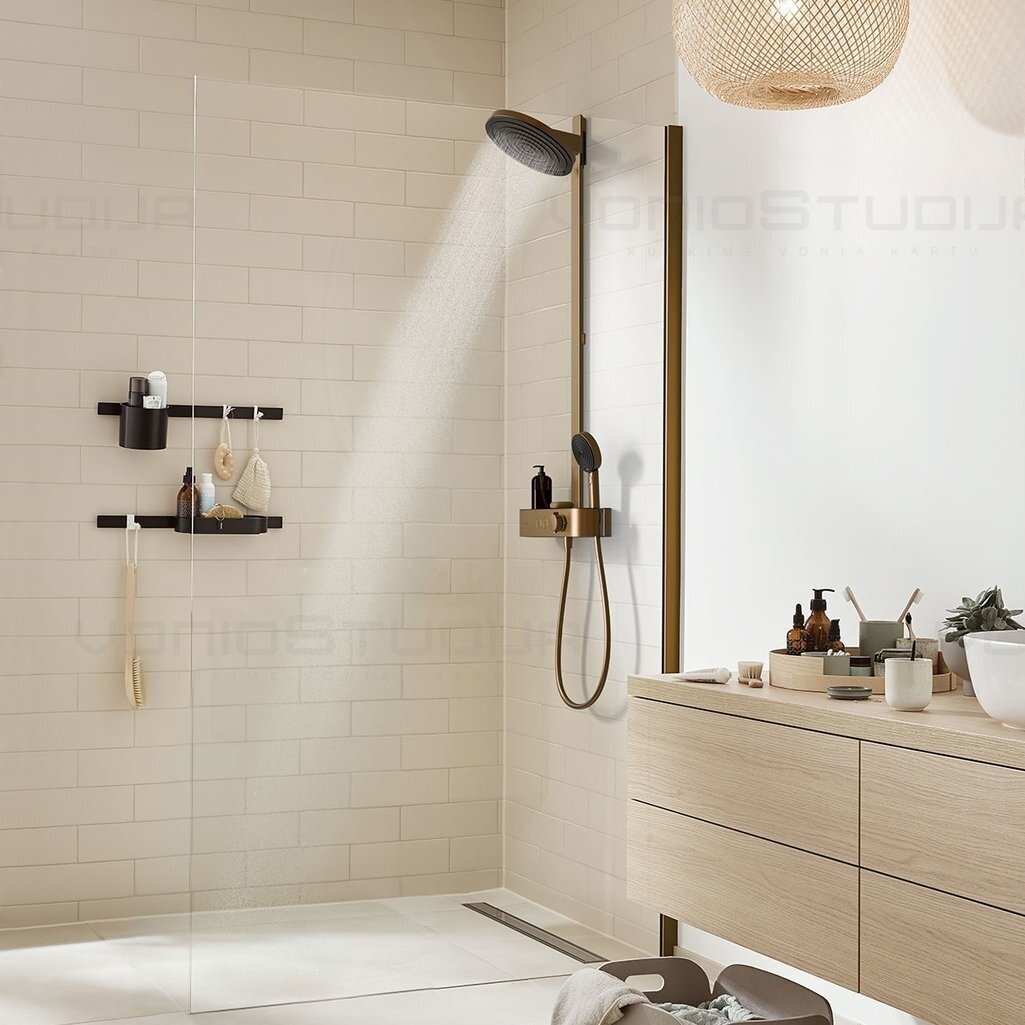Hansgrohe Pulsify S EcoSmart 24241140 virštinkinė termostatinė dušo sistema, bronzos spalvos 1 Hansgrohe Pulsify S EcoSmart 24241140 virštinkinė termostatinė dušo sistema, bronzos spalvos 1