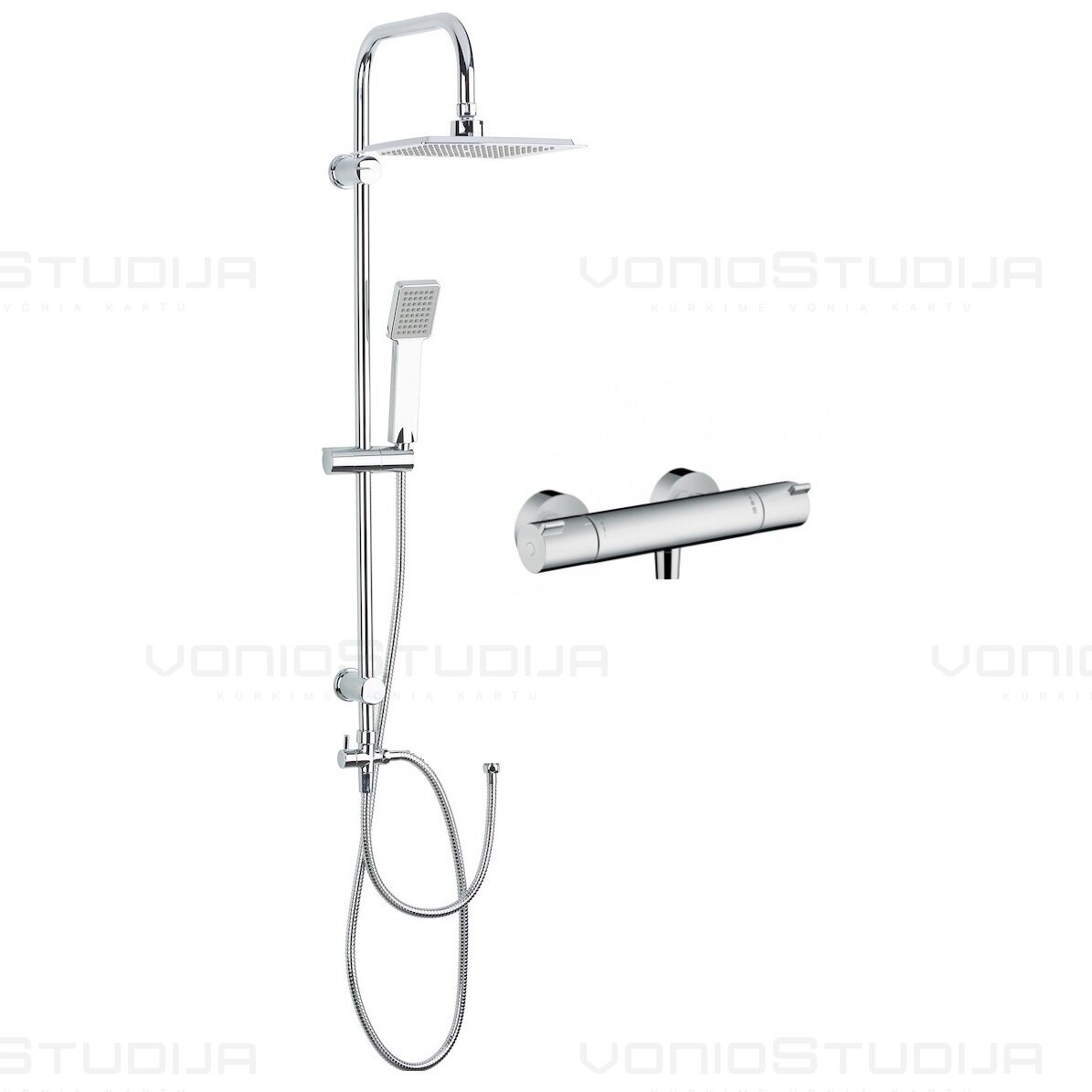 Hansgrohe Ecostat termostatinis dušo maišytuvas komplekte su dušo sistema MULTIPIPEHNEW