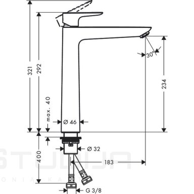 Hansgrohe aukštas maišytuvas praustuvui Talis E 240 baltos matinės spalvos be dugno vožtuvo Hansgrohe aukštas maišytuvas praustuvui Talis E 240 baltos matinės spalvos be dugno vožtuvo
