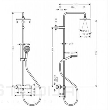 Hansgrohe Vernis Shape 26286670 termostatinė dušo sistema Hansgrohe Vernis Shape 26286670 termostatinė dušo sistema