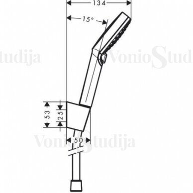 Hansgrohe 26691400 CROMETTA 100 VARIO, dušo galvutė su 1,25m žarna ir laikikliu 1