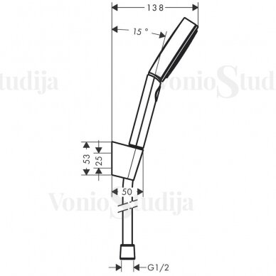 Hansgrohe dušelio komplektas PULSIFY 24302670 juodas matinis 1