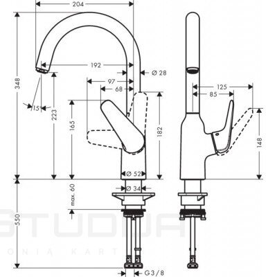 Hansgrohe Focus M42 220 1jet 71802000 virtuvinis maišytuvas 3 Hansgrohe Focus M42 220 1jet 71802000 virtuvinis maišytuvas 3