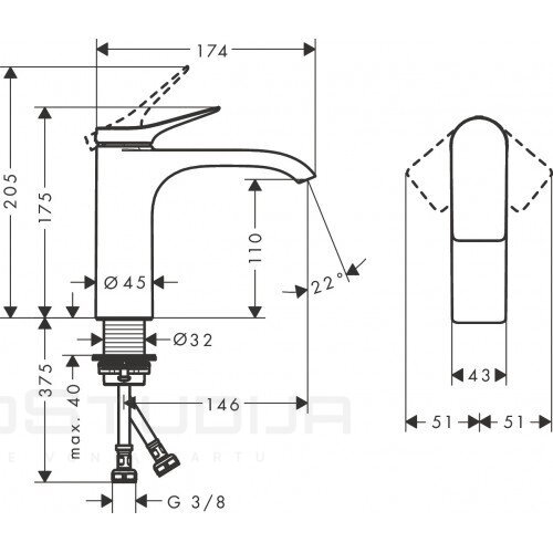 Hansgrohe Vivenis 110 praustuvo maišytuvas 75022700 baltos matinės spalvos, be dugno vožtuvo 1 Hansgrohe Vivenis 110 praustuvo maišytuvas 75022700 baltos matinės spalvos, be dugno vožtuvo 1