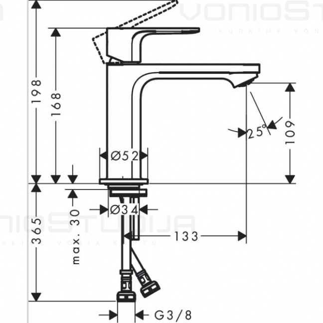 Hansgrohe praustuvo maišytuvas REBRIS S 110 juodas matinis 2