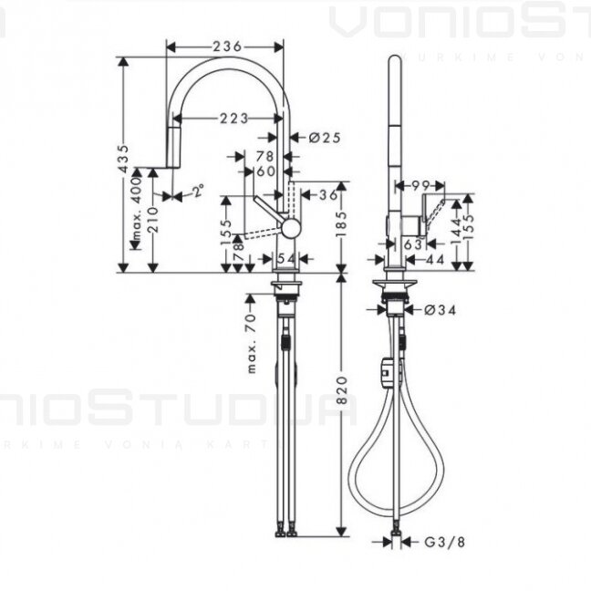 Hansgrohe Talis 72802000 virtuvinis maišytuvas su ištraukiama žarna, chromo spalvos 1