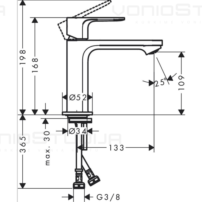 Hansgrohe praustuvo maišytuvas REBRIS S 110 juodas matinis 2