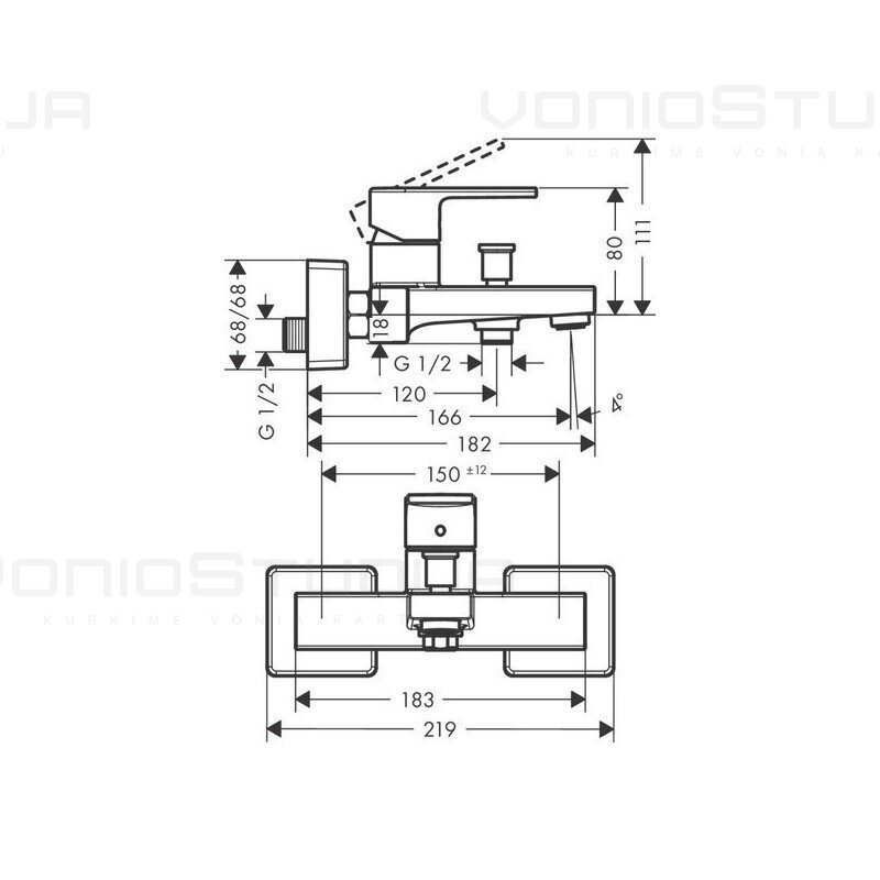 Hansgrohe chromo spalvos vonios maišytuvas Vernis Shape 71450000 1 Hansgrohe chromo spalvos vonios maišytuvas Vernis Shape 71450000 1