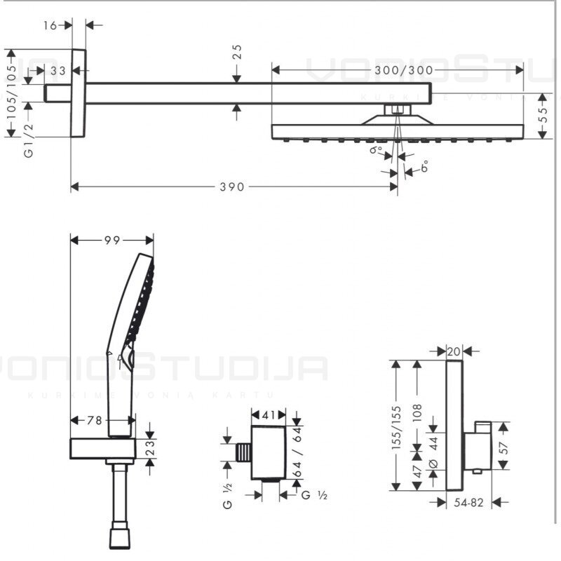 Hansgrohe Raindance E 27939670 potinkinė dušo sistema juodos matinės spalvos 3 Hansgrohe Raindance E 27939670 potinkinė dušo sistema juodos matinės spalvos 3