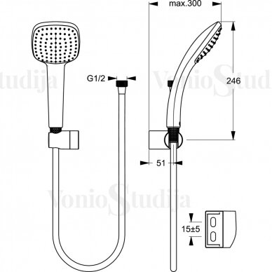 Ideal Standard rankinio dušelio komplektas IdealRainCube M1 1