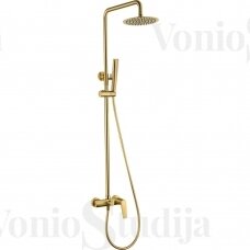 Imex Delos virštinkinė dušo sistema braižyto aukso spalvos