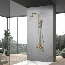 Imex Roma virštinkinė dušo sistema PVD braižyto aukso spalvos