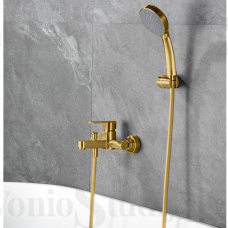 Imex Roma vonios maišytuvas su dušo komplektu PVD braižyto aukso spalvos