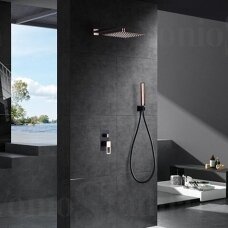 Imex Suecia potinkinė dušo sistema juodos matinės spalvos vario detalėmis
