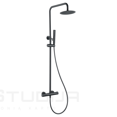 Imex Naples virštinkinė termostatinė dušo sistema PVD gunmetal grafito spalvos Imex Naples virštinkinė termostatinė dušo sistema PVD gunmetal grafito spalvos