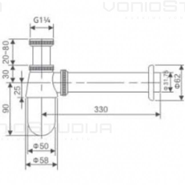 Imex chromo spalvos sifonas praustuvui SCL001 1