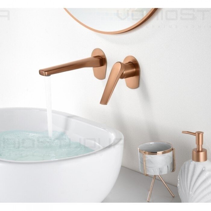 Imex Delos praustuvo maišytuvas iš sienos braižyto vario PVD spalvos 1