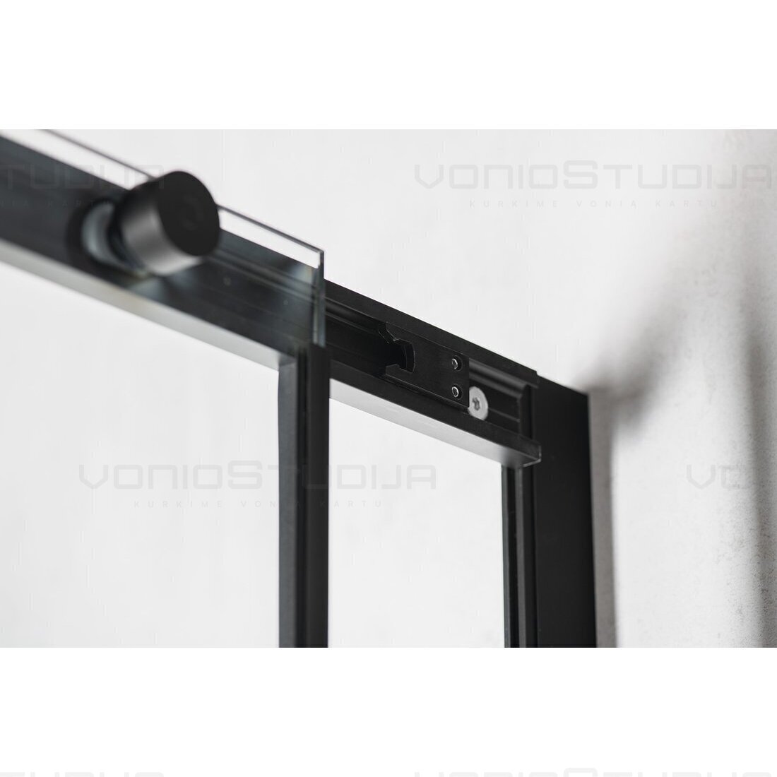 Juodos dušo durys į nišą Altis Line Black 120cm 4 Juodos dušo durys į nišą Altis Line Black 120cm 4