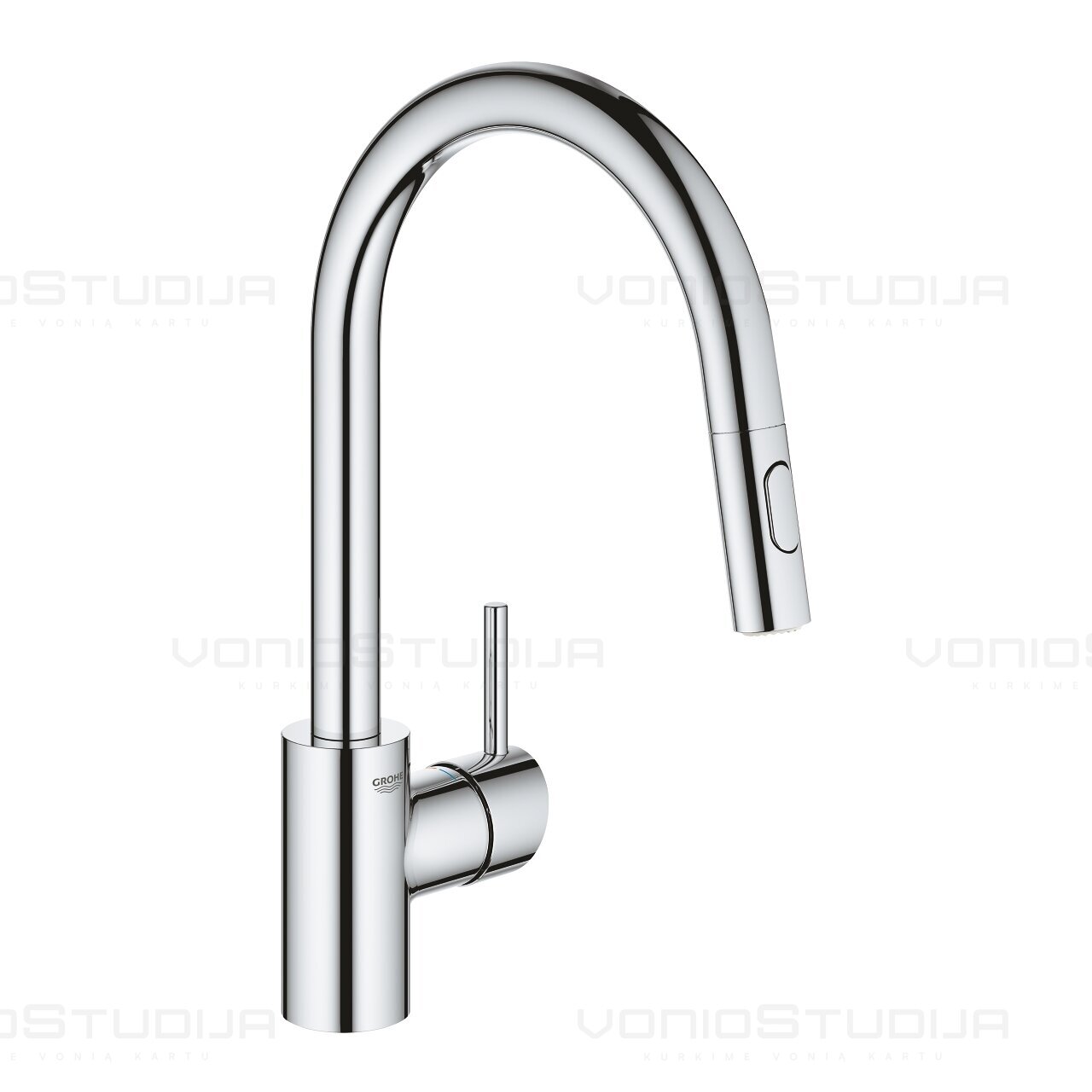 Grohe chromo spalvos maišytuvas virtuvės plautuvei su dušeliu