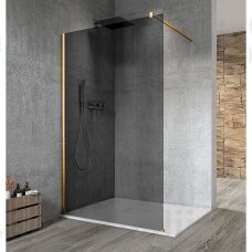 Juodo skaidraus stiklo dušo sienelė VARIO Aukso spalvos profiliais 900mm