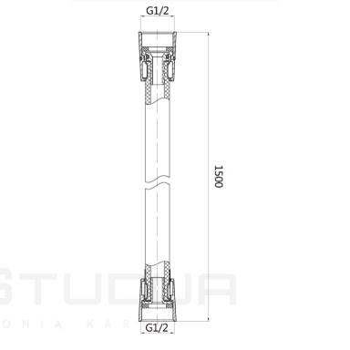 Dušo žarna 150cm SAT B-Way juodos matinės spalvos Dušo žarna 150cm SAT B-Way juodos matinės spalvos