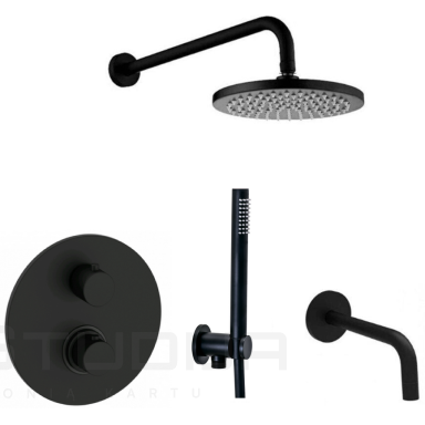 Juoda potinkinė termostatinė vonios / dušo sistema Paffoni Light Juoda potinkinė termostatinė vonios / dušo sistema Paffoni Light