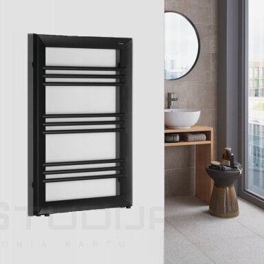 Juodas matinis rankšluosčių džiovintuvas LEONTES 595x944 mm Juodas matinis rankšluosčių džiovintuvas LEONTES 595x944 mm