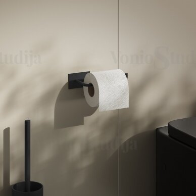 Juodos spalvos klijuojamas tualetinio popieriaus laikiklis BESLAGSBODEN Smedbo BB1039 1