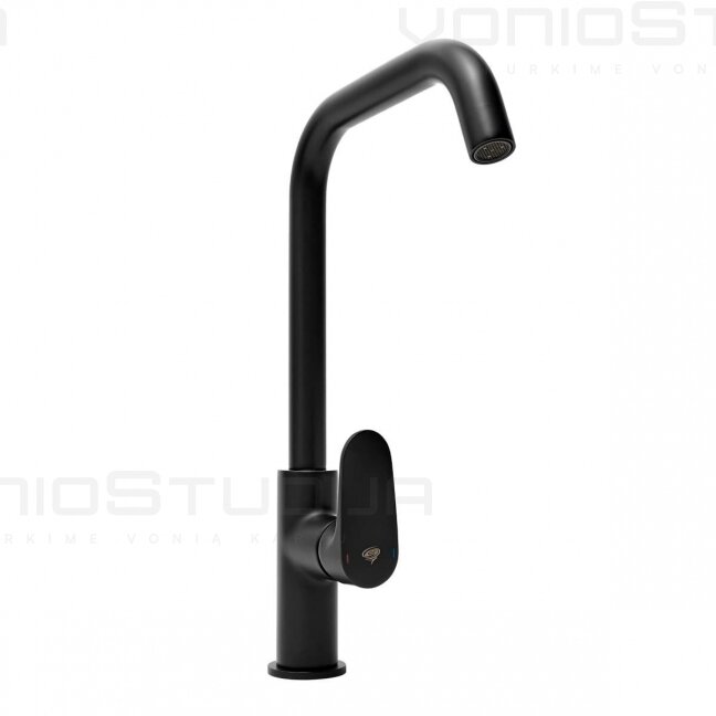 Juodas matinis virtuvinis maišytuvas SAT Dark Black 3