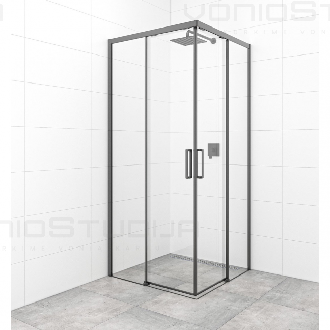 Juodos spalvos dušo kabina SAT TEX BB 100x100 cm 2 Juodos spalvos dušo kabina SAT TEX BB 100x100 cm 2