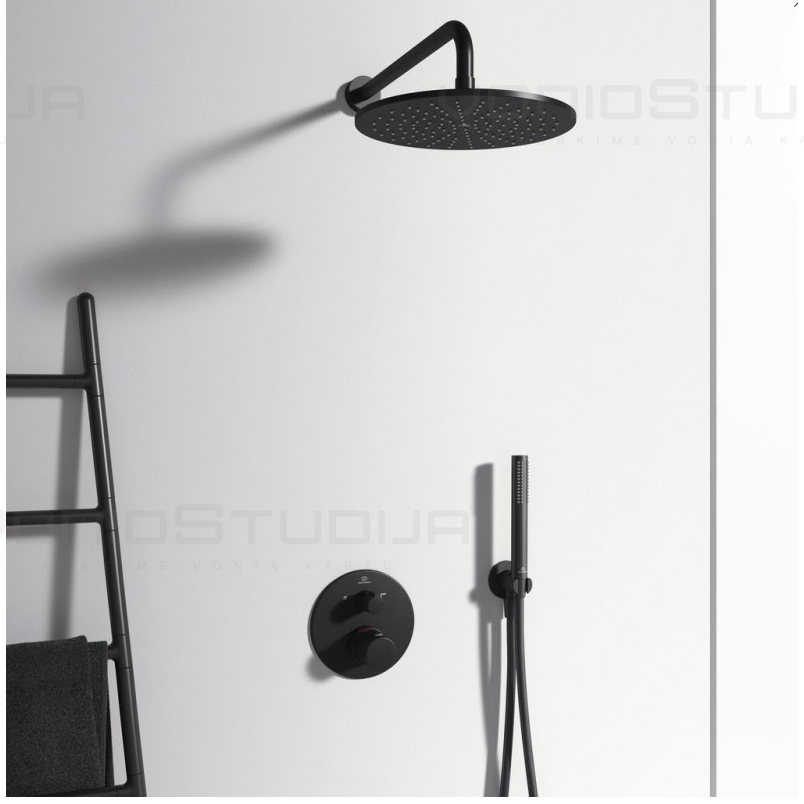 Juoda matinė potinkinė termostatinė dušo sistema IDEAL STANDARD Ceratherm 100 1