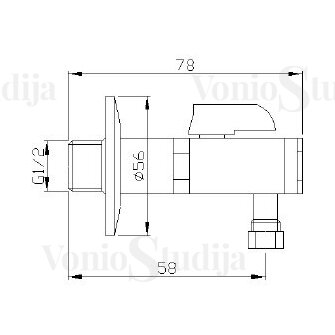 Kampinis ventilis ANTEA 1/2x3/8 1