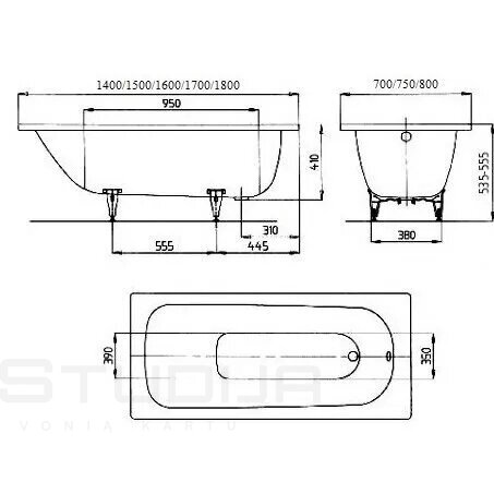 Kaldewei Saniform Plus plieninė vonia 160x75 cm, su easy clean danga 2 Kaldewei Saniform Plus plieninė vonia 160x75 cm, su easy clean danga 2