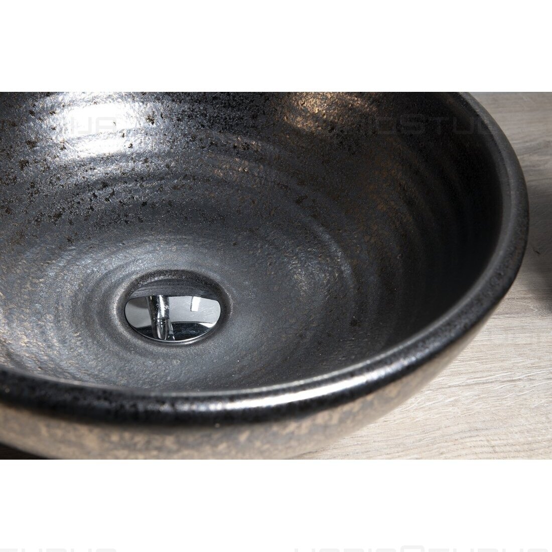 Keramikinis praustuvas ATTILA juodos spalvos 42,5 cm juoda metalic spalva 5