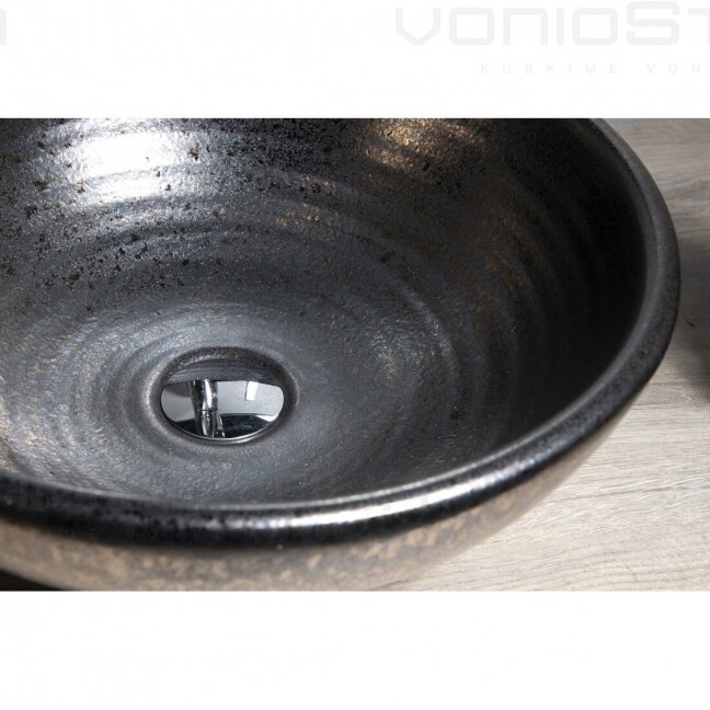 Keramikinis praustuvas ATTILA juodos spalvos 42,5 cm juoda metalic spalva 5