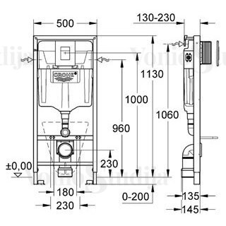 Grohe potinkinis rėmas su baltu mygtuku ir Ideal Standard TESI Aquablade klozetas 9