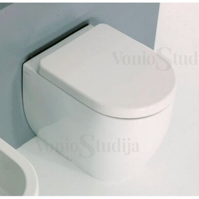 Komplektas: potinkinis bakelis Tece su mygtuku Loop+ Kerasan Flo pristatomas WC 2