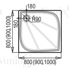 Dušo padėklas SAT LIMNEW 90x90x3 cm lieto akmens 3