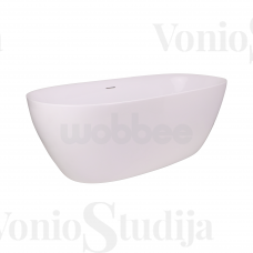 Laisvai pastatoma WOBBEE MERSEA akrilinė vonia 170cm Su juodu matiniu click-clack sifonu.
