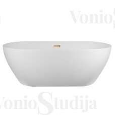 Laisvai statoma akrilinė vonia Corsan E041L Olvena su aukso spalvos sifonu, 160cm