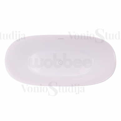 Laisvai pastatoma WOBBEE MERSEA akrilinė vonia 170cm Su baltu matiniu click-clack sifonu. 1